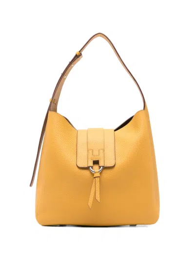 Hogan Grained Leather Hobo Shoulder Bag In Yellow