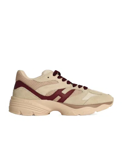 Hogan Round Head Lacing Low-cut Casual Sneakers In Nude