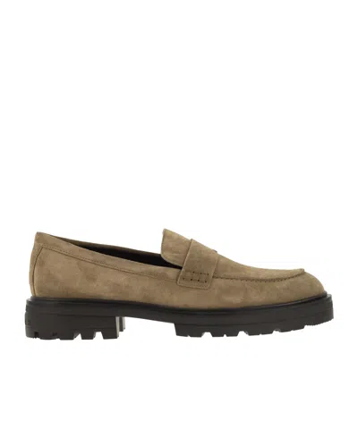 Hogan Round Head Loafer Shoes In Brown
