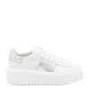 Hogan H-stripes Leather Platform Sneakers In White