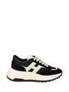 Hogan Round Toe Black Sneakers With Suede Inserts