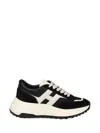 Hogan Round Toe Black Sneakers With Suede Inserts