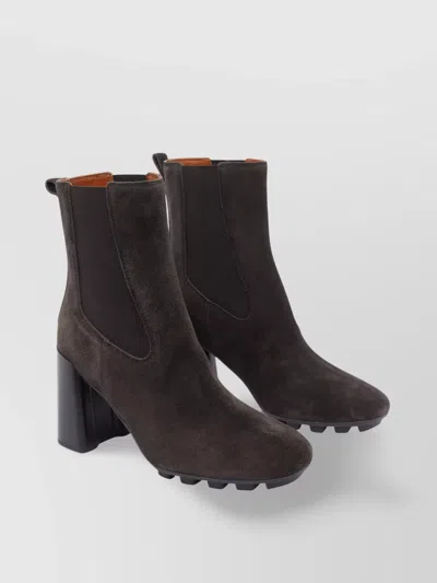 HOGAN ROUND TOE BLOCK HEEL ANKLE BOOTS