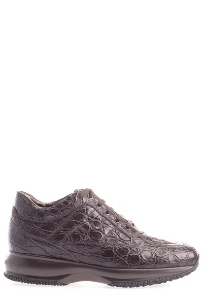 Hogan Round Toe Lace In Brown