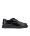 Hogan Lace-up Black Leather Shoes With Textured Sole In Black
