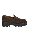 Hogan Round-toe Loafers In Black