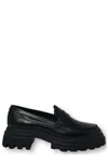 Hogan 10-storey Smooth Leather And Workwear Sole Loafers Shoes In Black
