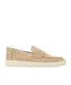 Hogan Suede Loafers Rubber Sole In Nude