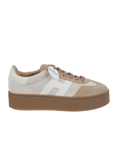 Hogan Round Toe Low-top Casual Shoes In Brown