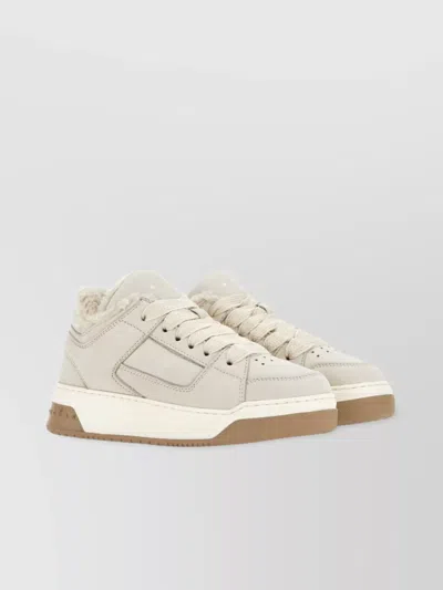 Hogan Round Toe Low-top Rubber Sole Sneakers In White