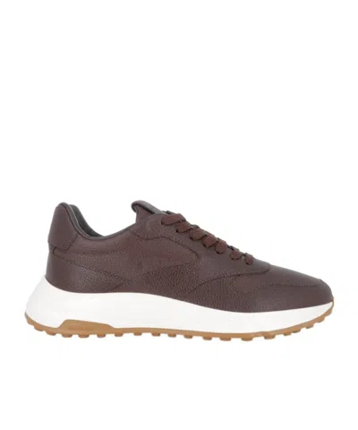 Hogan Round-toe Low-top Sneakers In Brown