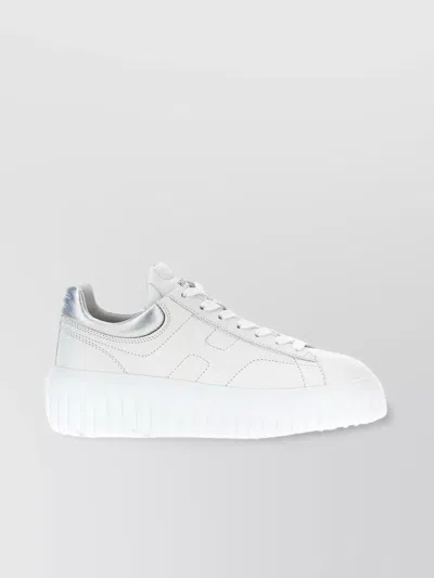 Hogan Round Toe Low-top Sneakers With Metallic Detail