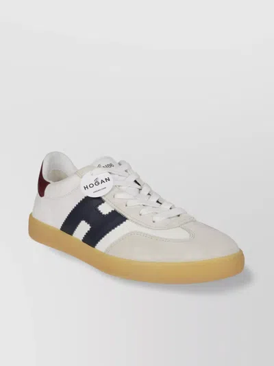 Hogan Round Toe Rubber Sole Sneakers With Contrast Heel Tab In White