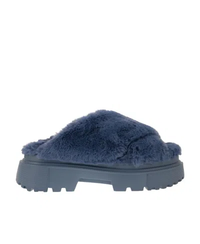Hogan Round Toe Slip-on Sandals In Blue