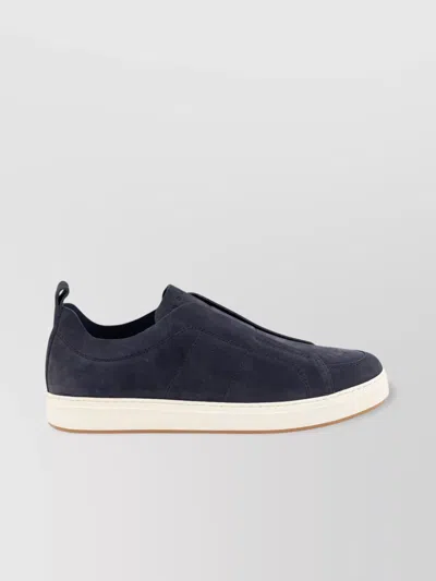 Hogan Round Toe Suede Low Top Sneakers In Blue