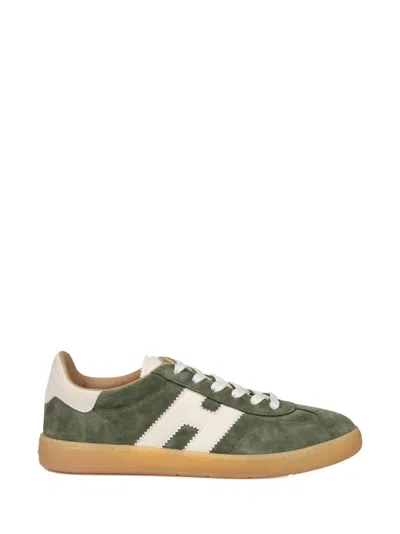 Hogan Leather Lace-up Sneakers Rubber Sole In Green
