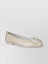 Hogan Round Toe Textured Finish Ballerina Shoes In Grey
