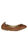 Hogan Rounded Toe Ballerina Flats With Soft Gathered Upper In Brown
