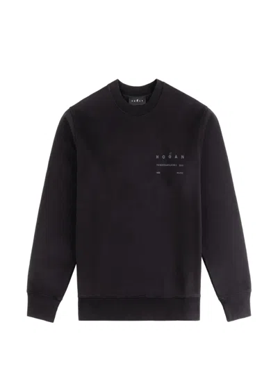 Hogan Round-neck Print Sweatshirt In Black