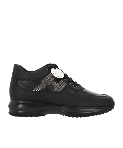 Hogan Round-toe Lace-up Sneakers In Black