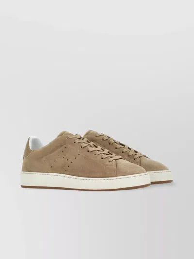Hogan Rubber Sole Sneakers Perforated Detailing In Brown