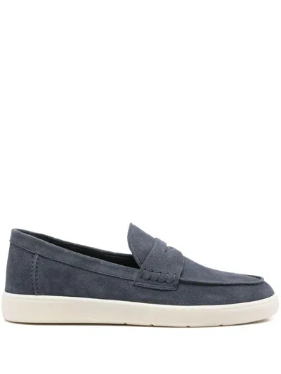 Hogan Rubber Sole Suede Loafers Shoes In Blue