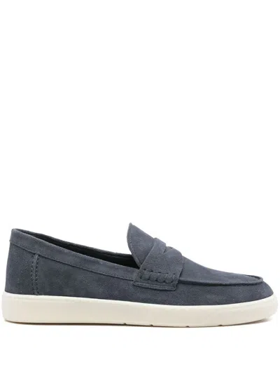 Hogan Rubber Sole Suede Loafers Shoes In Blue