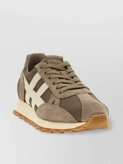 Hogan Rubber Sole Suede Panels Sneakers In Brown