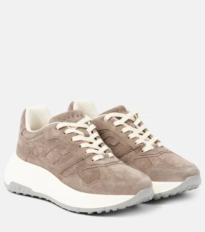 Hogan Runner Suede Sneakers In Grey