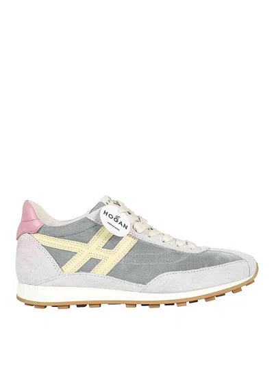 Hogan Technical Fabric And Leather Sneakers In Multi
