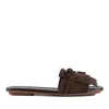 Hogan Fringe Detail Suede Sandals With Square Toe In Brown