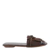 Hogan Fringe Detail Suede Sandals With Square Toe In Brown