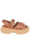 Hogan Round-head Cross Sandals In Brown