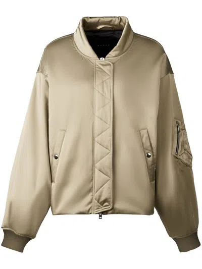 Hogan Bomber Jacket In Satin Green