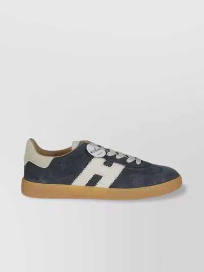 Hogan Logo-patch Leather Sneakers In Blue