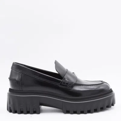HOGAN HOGAN BLACK LEATHER LOAFERS