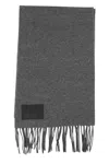 Hogan Fringed Wool Scarf With Subtle Logo Detailing In Gray