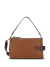 Hogan Script Bauletto Leather Shoulder Bag In Brown