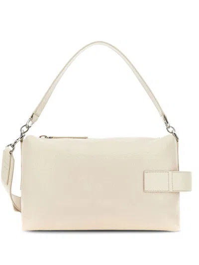 Hogan Script Bauletto Leather Shoulder Bag In Neutrals
