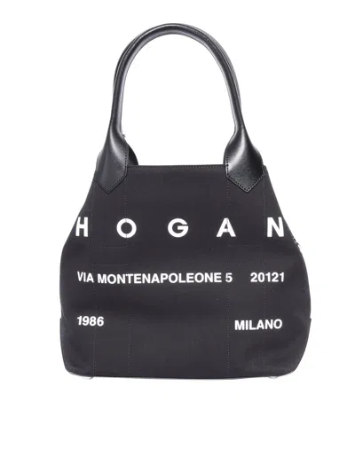 Hogan Medium Script Canvas Shopping Bag In Multi