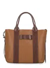 Hogan Small Leather Tote Bag Script In Brown