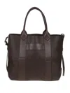 Hogan Script Shopping Bag With Grained Leather And Embossed Details In Brown