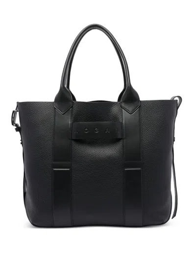 Hogan Script Medium Leather Tote Bag In Black