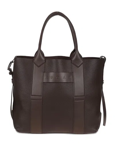 HOGAN HOGAN SCRIPT MEDIUM LEATHER TOTE BAG