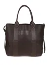 Hogan Script Shopping Bag With Grained Leather And Embossed Details In Brown