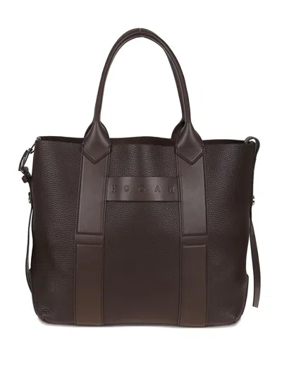 HOGAN HOGAN SCRIPT MEDIUM LEATHER TOTE BAG