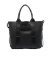 Hogan Medium Script Shopping Bag With Textured Leather Finish In Black