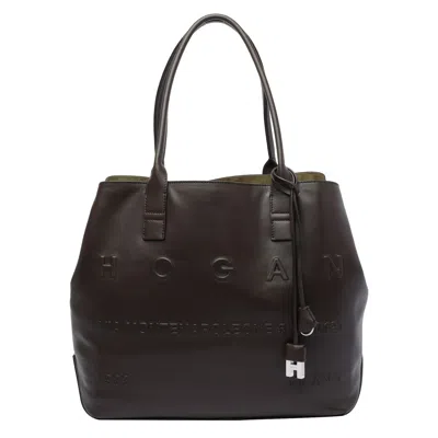 Hogan Script Medium Shopping Bag In Black