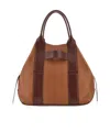 Hogan Structured Medium Shoulder Bag With Contrast Panels In Brown
