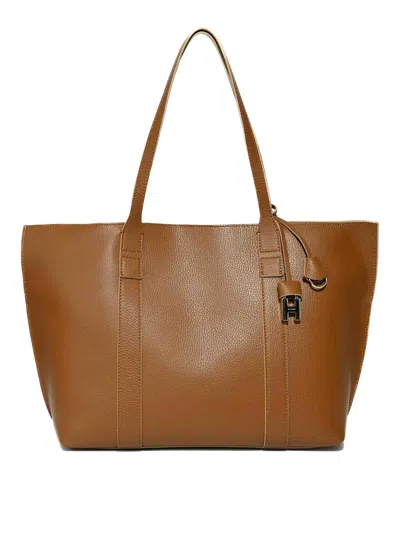 Hogan Script Medium Tote Bag In Brown